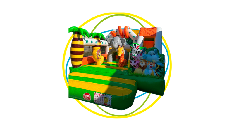 location château gonflable thème jungle : COMBO JUNGLE pour anniversaire, baptême et fêtes d'entreprise à Allauch et aux Pennes Mirabeau