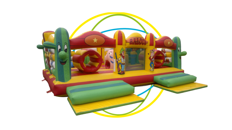Aire de jeu gonflable western Le Saloon à Fréjus – animation enfants Var