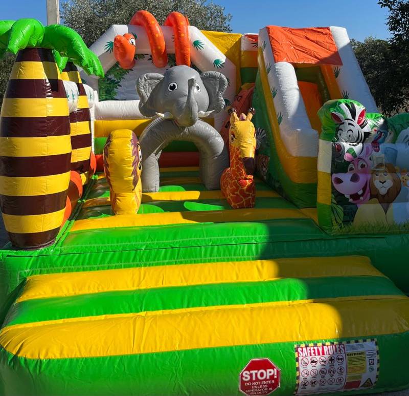 location château gonflable thème jungle : COMBO JUNGLE pour anniversaire, baptême et fêtes d'entreprise à Allauch et aux Pennes Mirabeau